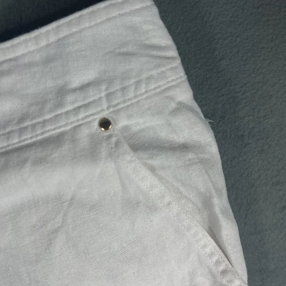 Zac & Rachel Women's XL White Linen Blend Cargo Pants Elastic Waist Pull On